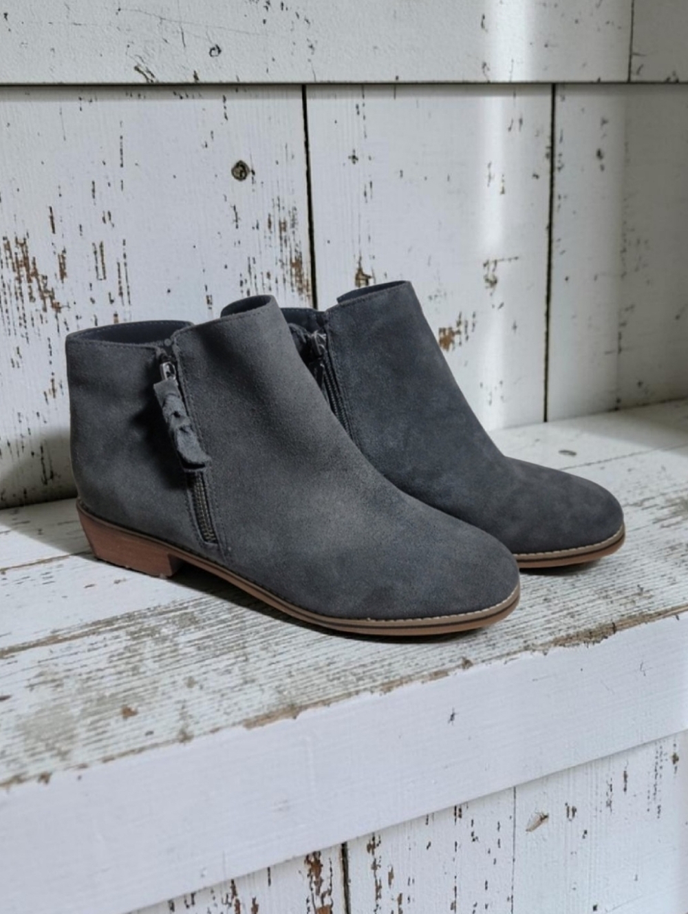Blondo Liam Waterproof Suede Ankle Boots Grey Womens 9.5 W Wide Like New